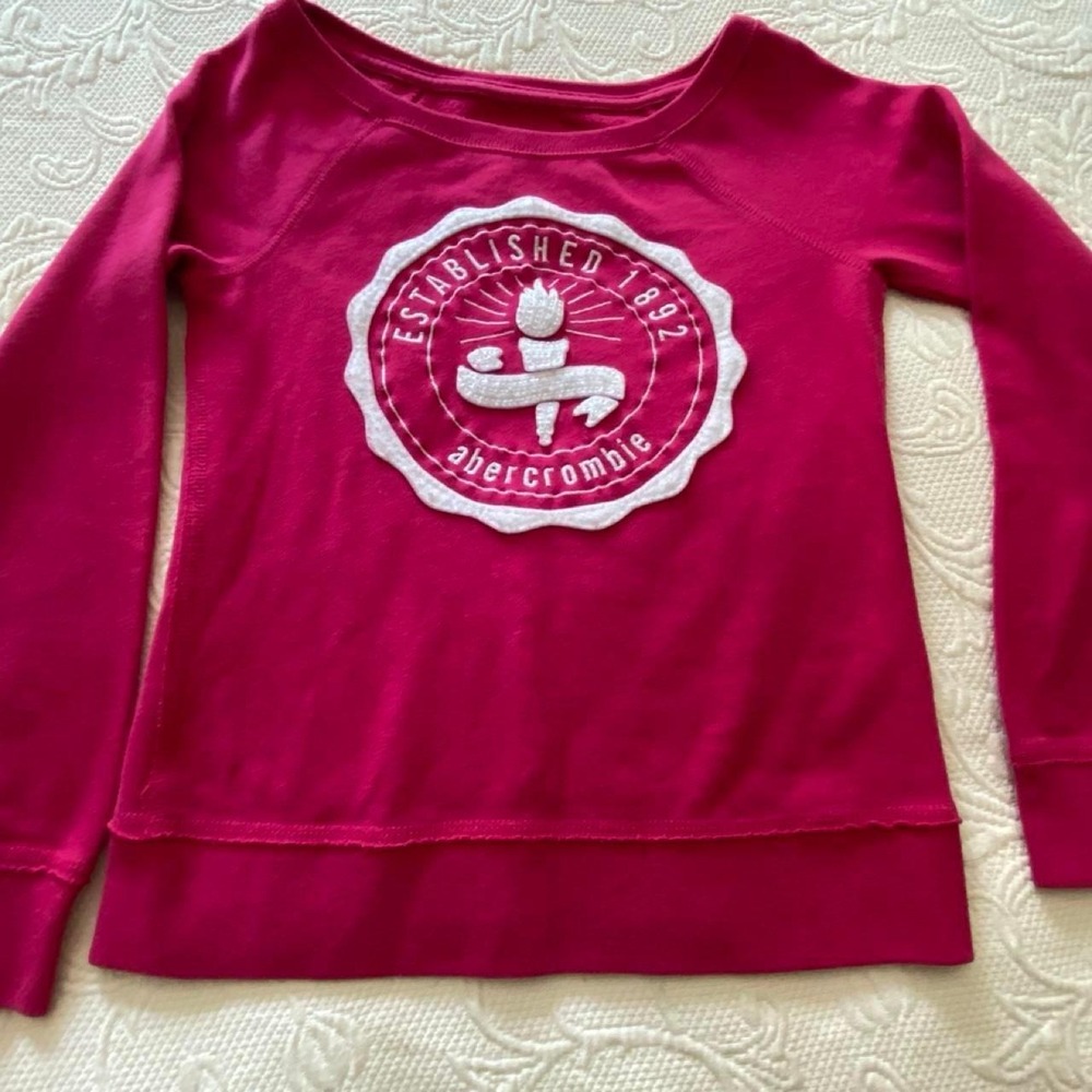 Abercrombie & Fitch kids pink white logo 1892 s2 'abercrombie' text, size S #kid